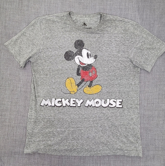 Disney Tops - Disney Mickey Mouse Retro Style Spell Out Grey Tee Shirt. Medium